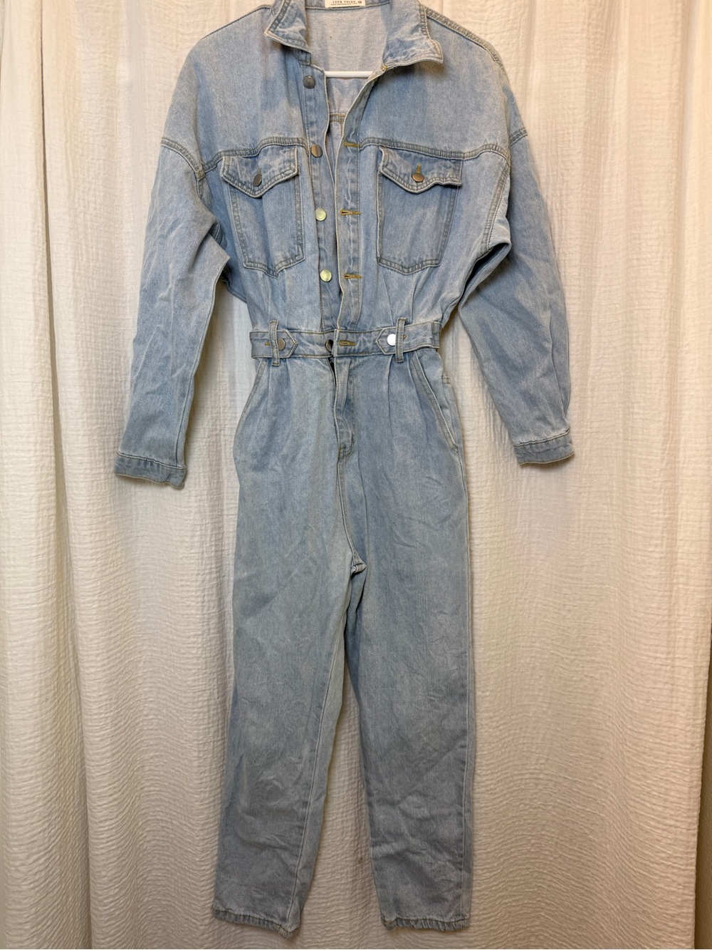 12th Tribe Hendrix Denim Utility Jumpsuit Light Wash Size S/M